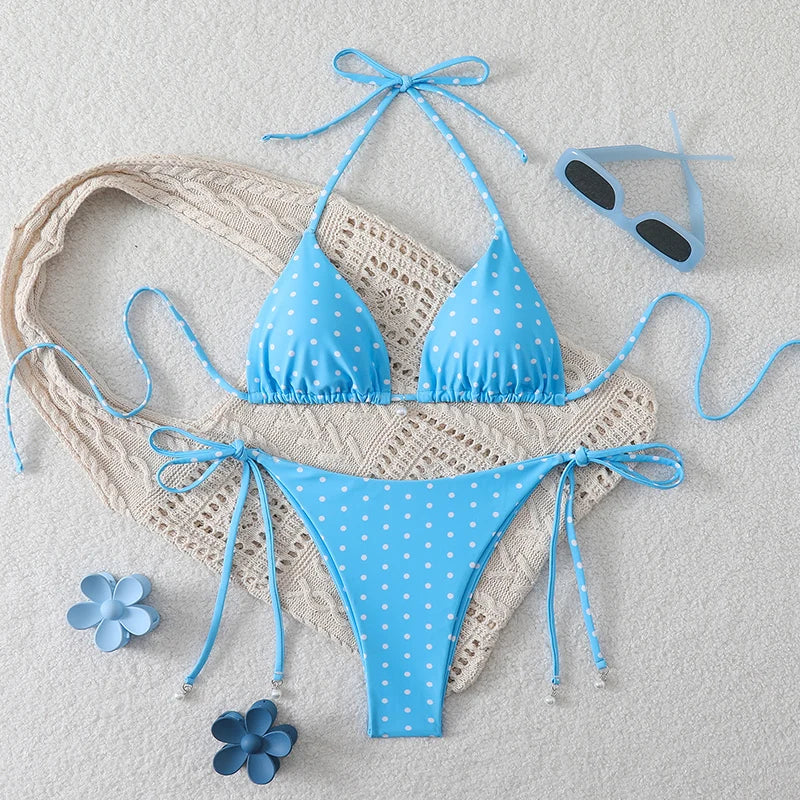Bikini à pois perlés