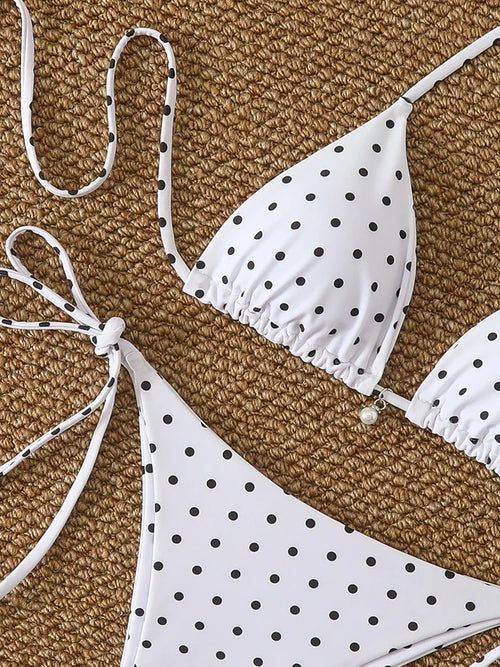 Bikini à pois perlés