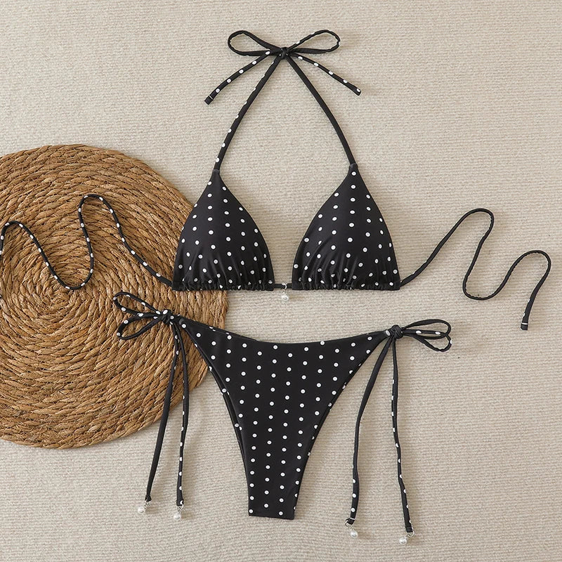 Bikini à pois perlés